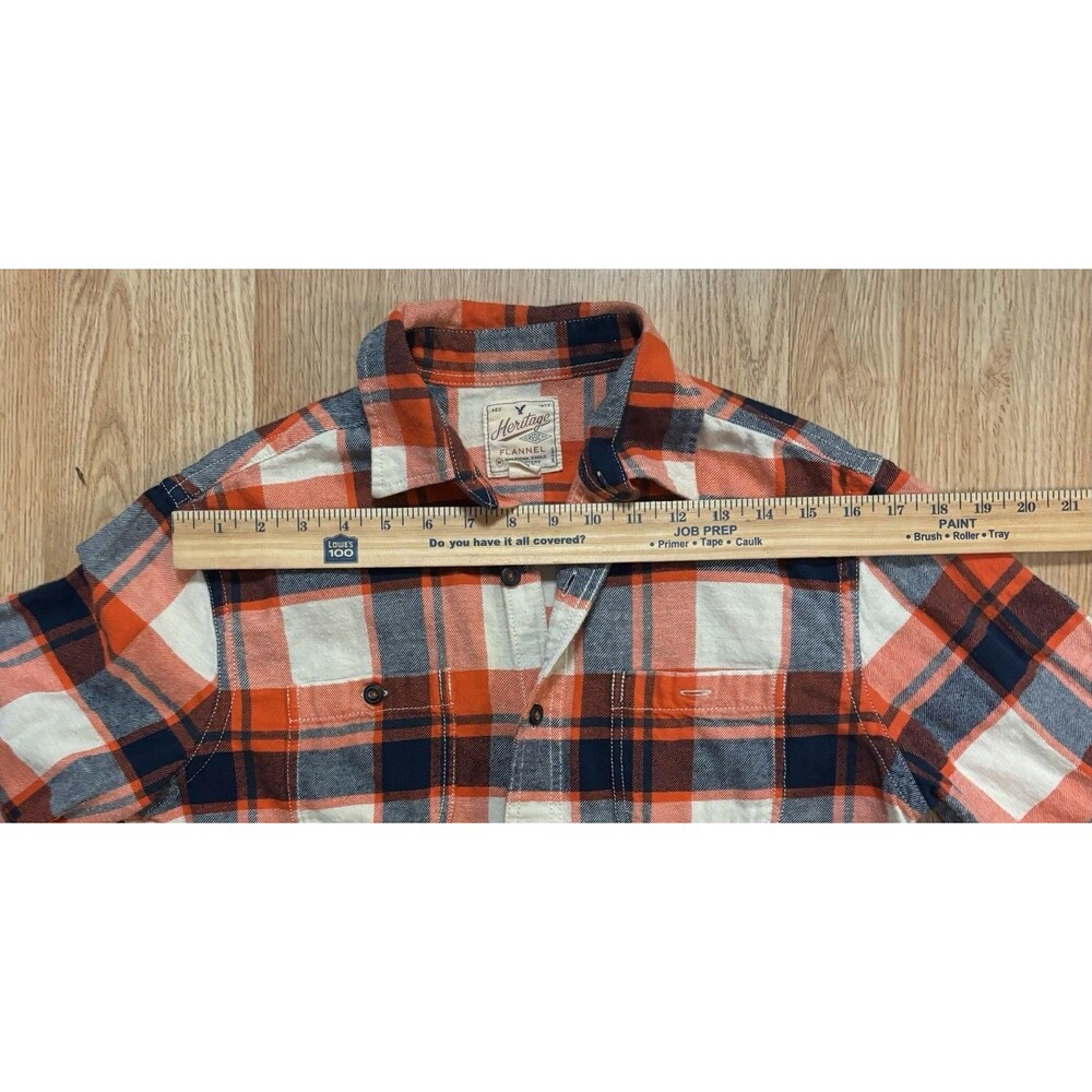 ‘Merica Upcycled Flannel Shirt Hippie Boho Country Orange & Blue Size Med Womens - Picture 6 of 8